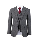 Vintage Grey Wool Tweed Business Men Suits Wedding Suits For Man Bridegroom Groom Wear Blazer Slim Fit Custom Made Tuxedo As Picture