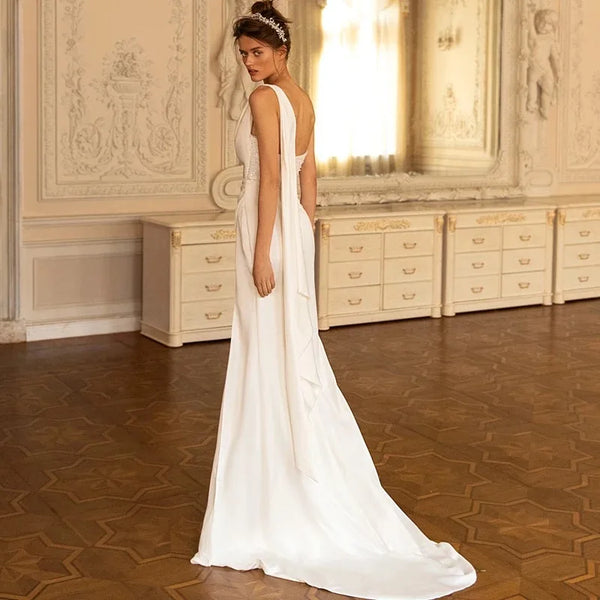 Elegant Mermaid Wedding Dress Satin Lace Applique One Shouder Bridal Gown Fashion Side Split Open Back Vestidos De Novia