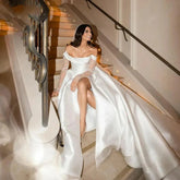 Gorgeous Spaghetti Straps Wedding Dresses Mermaid Off Shoulder High Split Bridal Wedding Gown Beach Robe Sexy Backless New 14W