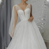 A Line Wedding Dresses Two Straps Lace Appliqque Bridal Gowns Vestidos De Novia Robe De Mariée 26W