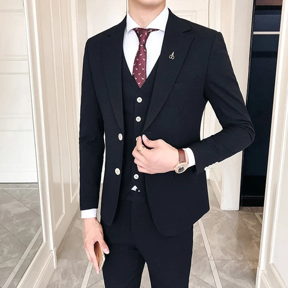 Men Suits For Wedding Business Casual Party Suit For Men Slim Fit Notched Lapel 3 Piece（Blazer + Vest + Pants）Costume Homme