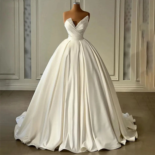 Sexy Mermaid Wedding Dresses Gorgeous Satin Simple Romantic Off Shoulder Sleeveless Fluffy Princess Style Mopping Bridal Gowns