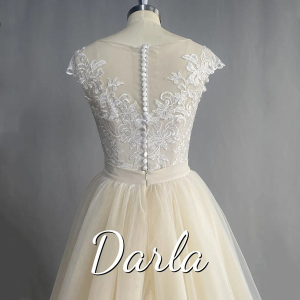 Elegant 2 in 1 Wedding Dress Detachable Train Luxury Lace Appliques Bridal Gown Tulle Button A-Line Mermaid Vestido De Noiva