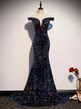 Elegant Evening Dresses for Women Luxury Shiny Party Long Gown Sequins Even Robe Femme Wedding Off Shoulder Formal Vestido