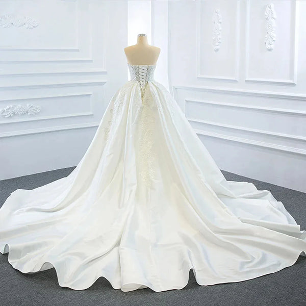 New Arrivals 2 Pieces Pearls Lace Mermaid Wedding Dress With Detachable Chapel Train Vestido De Noiva Sereia 2 Em 1