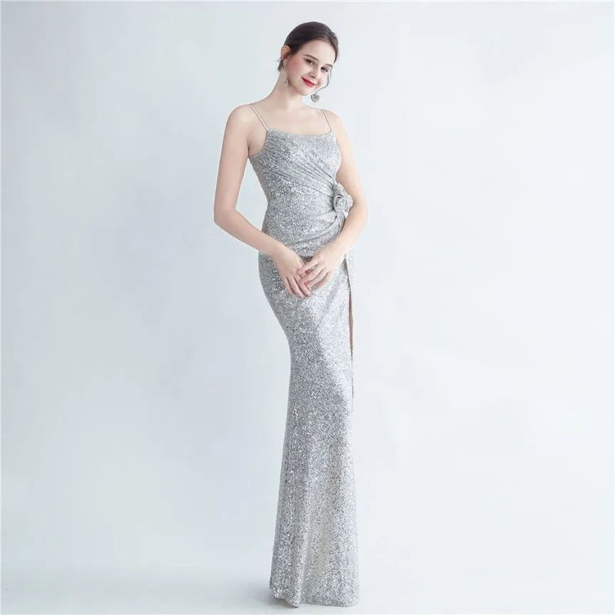 Sexy backless maxi sequin summer dress women elegant luxury birthday party dresses long prom bridesmaid evening dresses vestidos