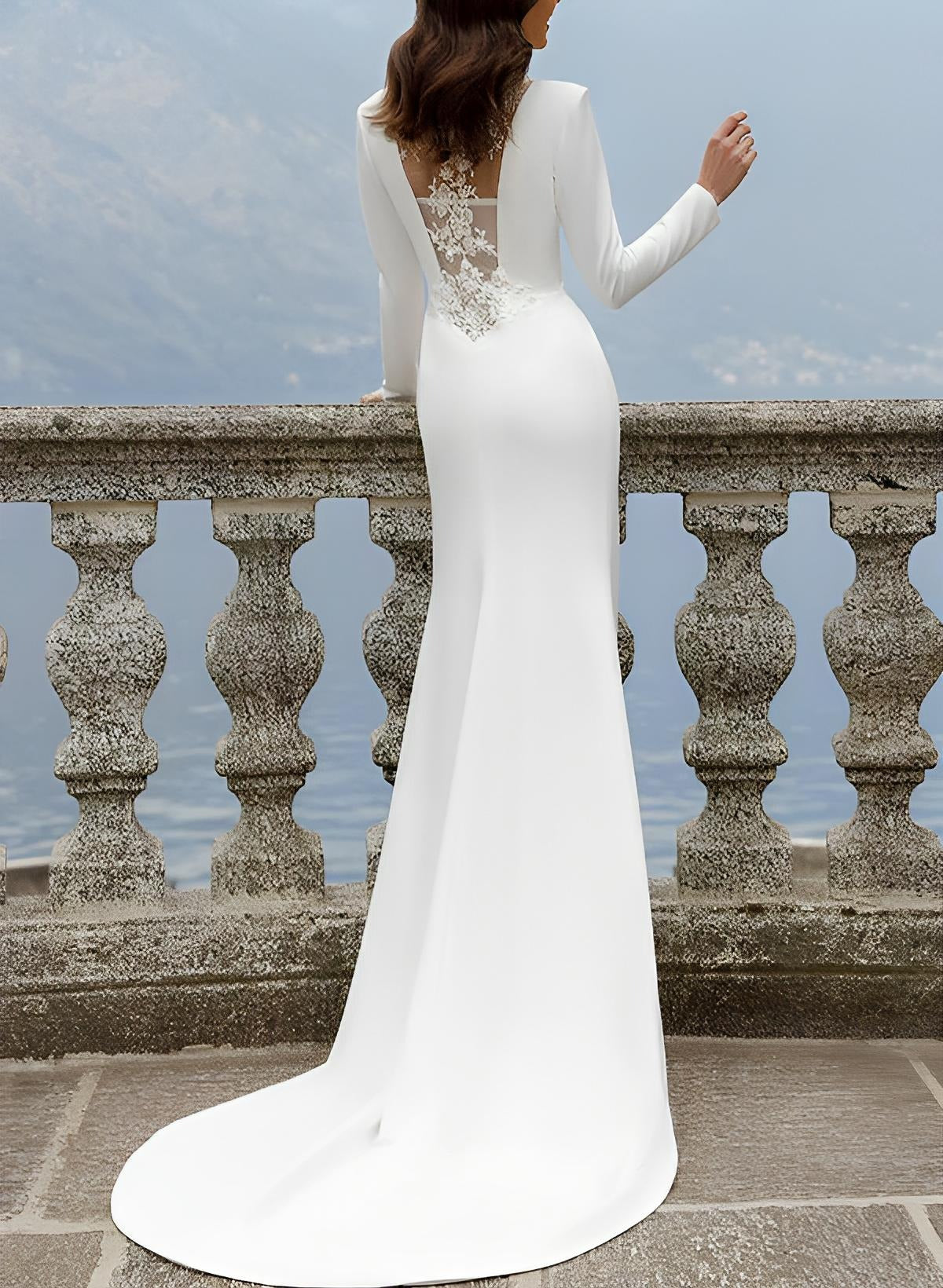 فساتين زفاف امرأة فاخرة من Boho Muxury Mormaid Somy V Muslim Side Side Split Applique Long Sife Satin Formal Bride Gowns.