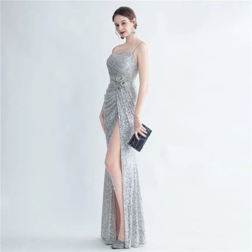 Sexy backless maxi sequin summer dress women elegant luxury birthday party dresses long prom bridesmaid evening dresses vestidos