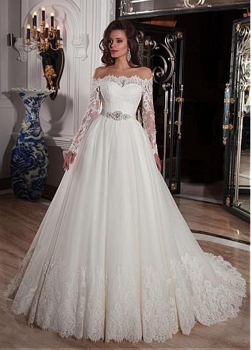 Robe de mariée Vintage en Tulle, col bateau, avec dentelle appliquée, ligne a, manches longues, avec ceinture en cristal, robe de mariée casamento 