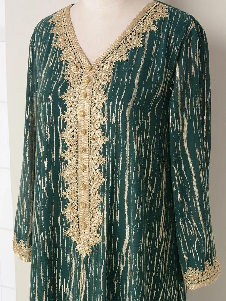 Mody Chic Długie sukienki marokańskie abayas dla kobiet pełnego rękawu w szyku w szyku ubrania Eleganckie arabskie kostiumy Kobieta