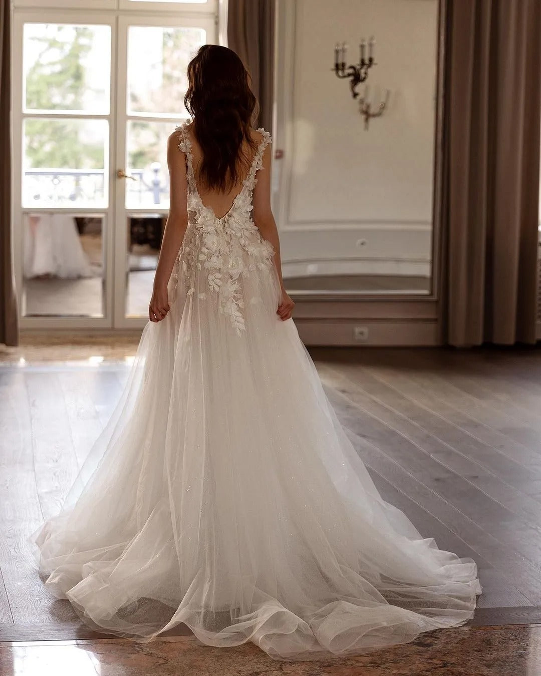 Abiti da sposa applique in pizzo innamorato romantico fuori spalla senza maniche spalancata soffice principessa in stile abiti da sposa