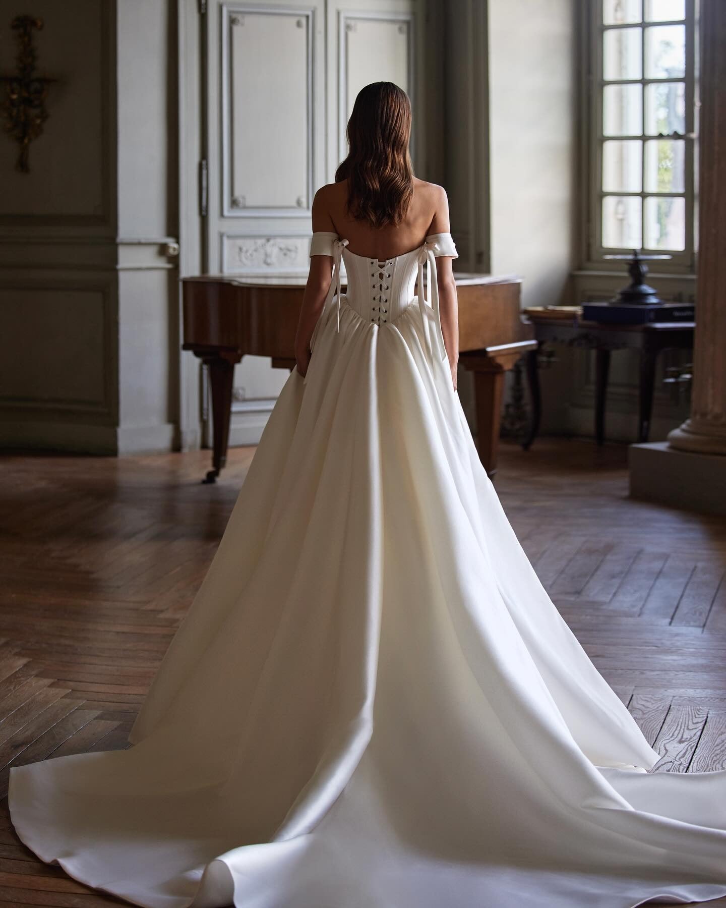 Toofgon una línea de vestidos de novia de satén mujeres fuera del hombro corsé espalda vestidos de novia tren largo Formal vestidos de novia para fiesta 웨딩드레스