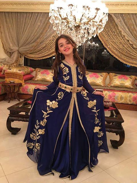 Robe de soirée en mousseline de soie bleu marine pour filles, Caftan marocain, manches longues, dentelle, robes d'occasion spéciale de dubaï