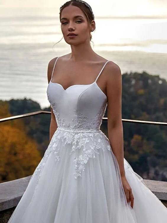 Robe de mariée trapèze Simple et élégante, Sexy, bretelles italiennes, col en v, dos nu, longueur au sol, robe de soirée de mariée pour jardin et plage 