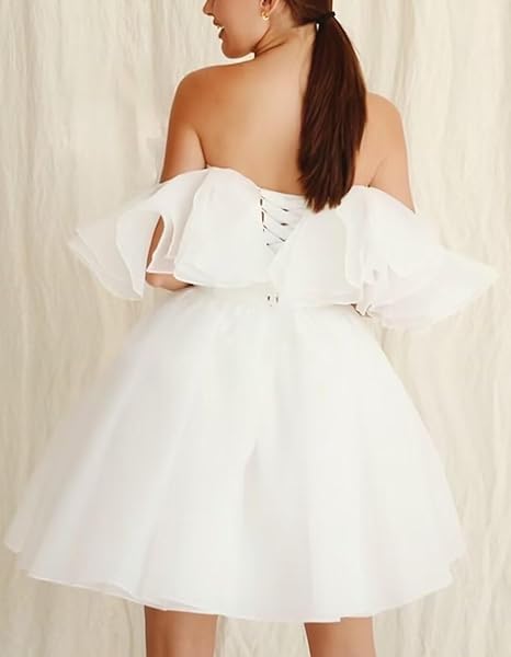 Magic Awn – Robe De mariée courte style Boho, épaules dénudées, volants à plusieurs niveaux, Mini Robes De soirée bouffantes pour mariée 