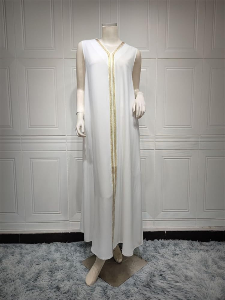 Ensembles musulmans à la mode, sans manches, sous-robe et paillettes, robes longues, galabia, Ramadan, Jellabiya, caftan arabe saoudien