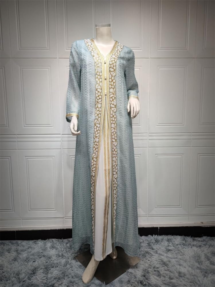 A moda muçulmana define sem mangas sob vestido e lantejoulas de longa vestidos de longa Galabia Ramadan Jellabiya Saudi Arab Kaftan