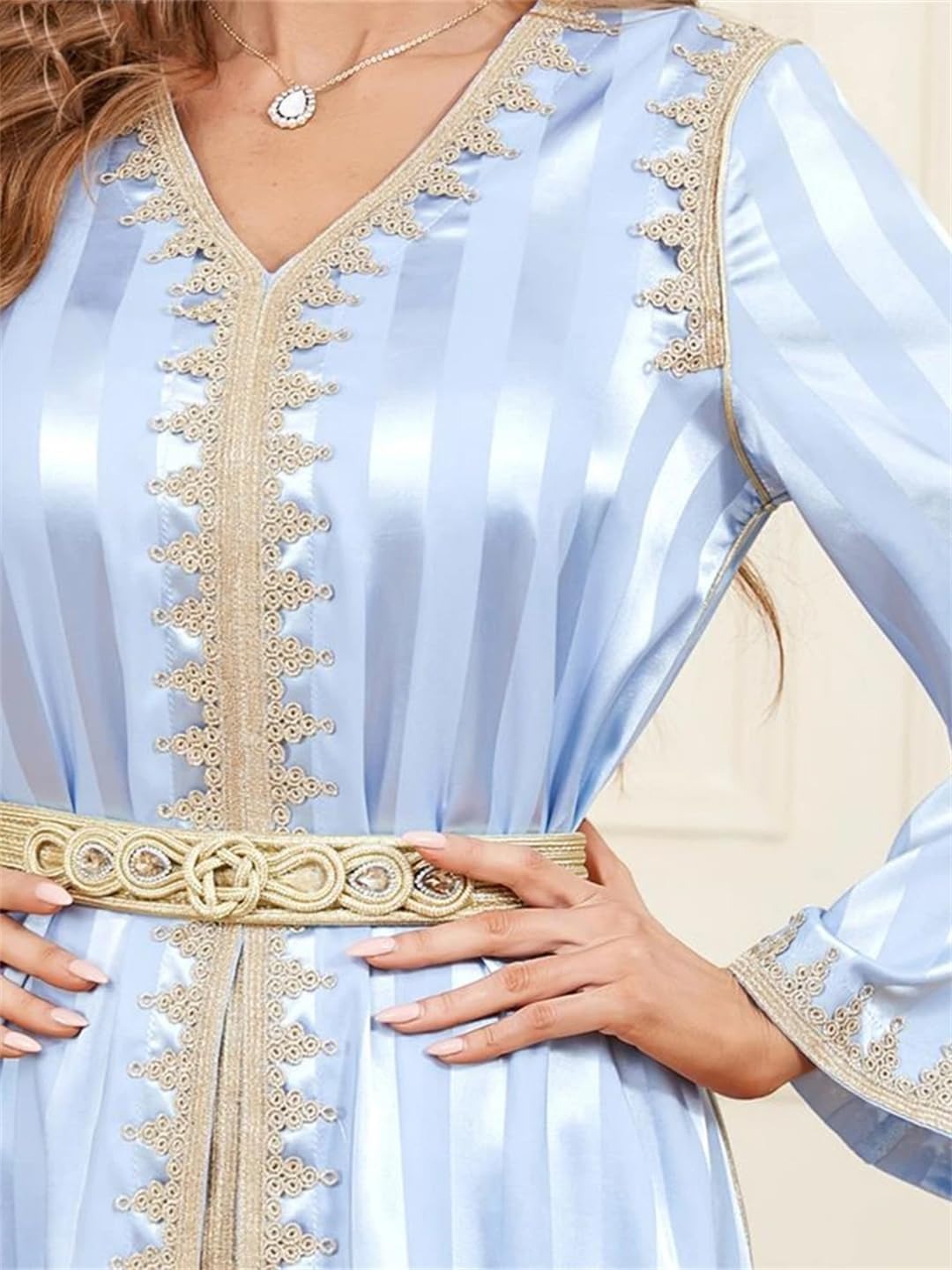 Ramadã cetim 2 peças caftan conjunto muçulmano abaya acabamento sólido guarnição de manga cheia em vilas elegantes vestidos árabes turcos