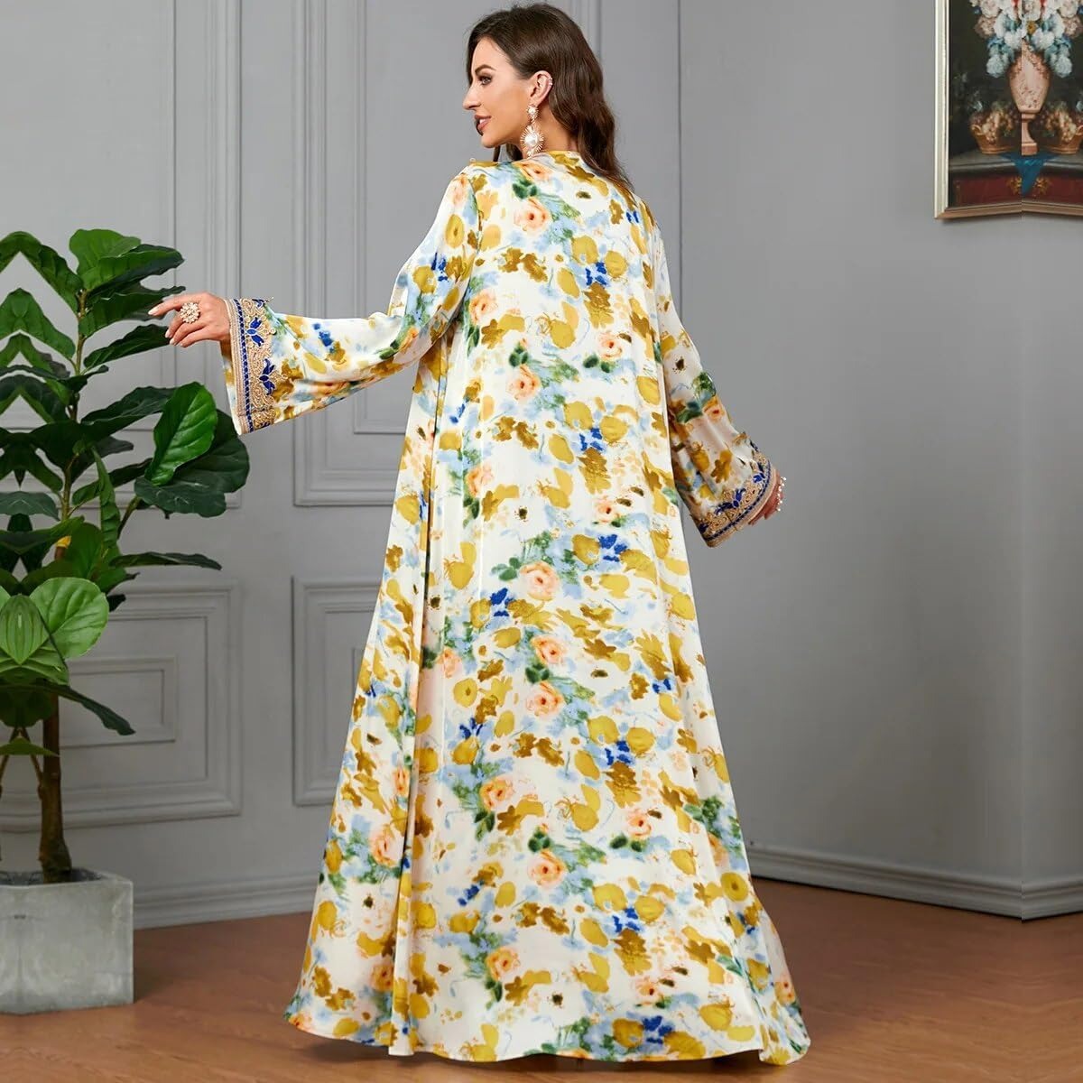 Vestido africano para mujer, conjunto Abaya de 2 piezas para Dubái, cinta elegante, caftán marroquí con cinturón, bata femenina musulmana