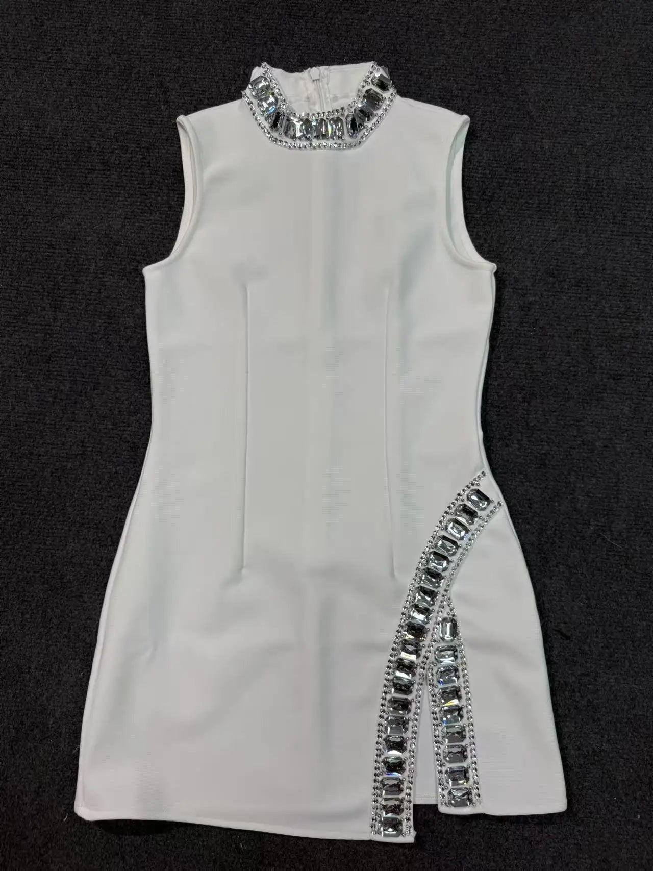 2025 Summer Women's New Black Bright Diamond Sleeveless Round Neck Slimming Bandage Dress Sexy  Fashion Club Party Dress