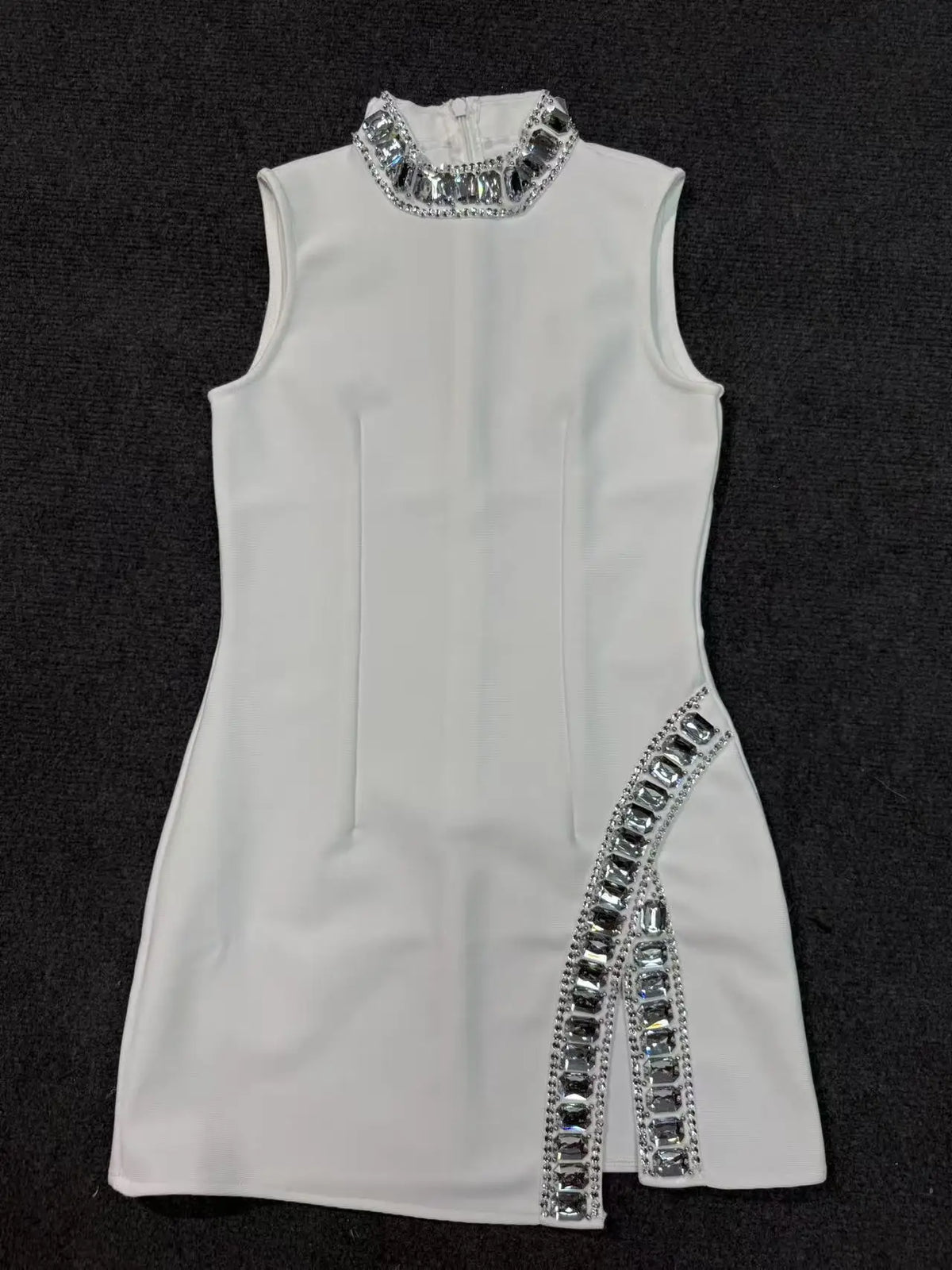 2025 Summer Women's New Black Bright Diamond Sleeveless Round Neck Slimming Bandage Dress Sexy  Fashion Club Party Dress