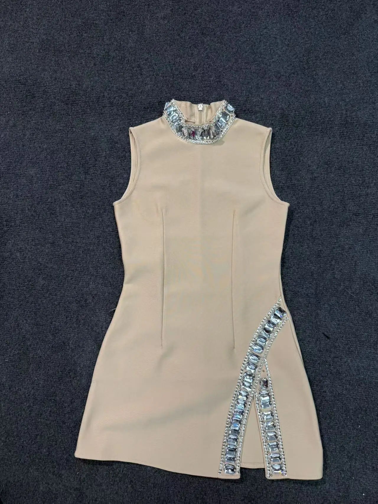 2025 Summer Women's New Black Bright Diamond Sleeveless Round Neck Slimming Bandage Dress Sexy  Fashion Club Party Dress