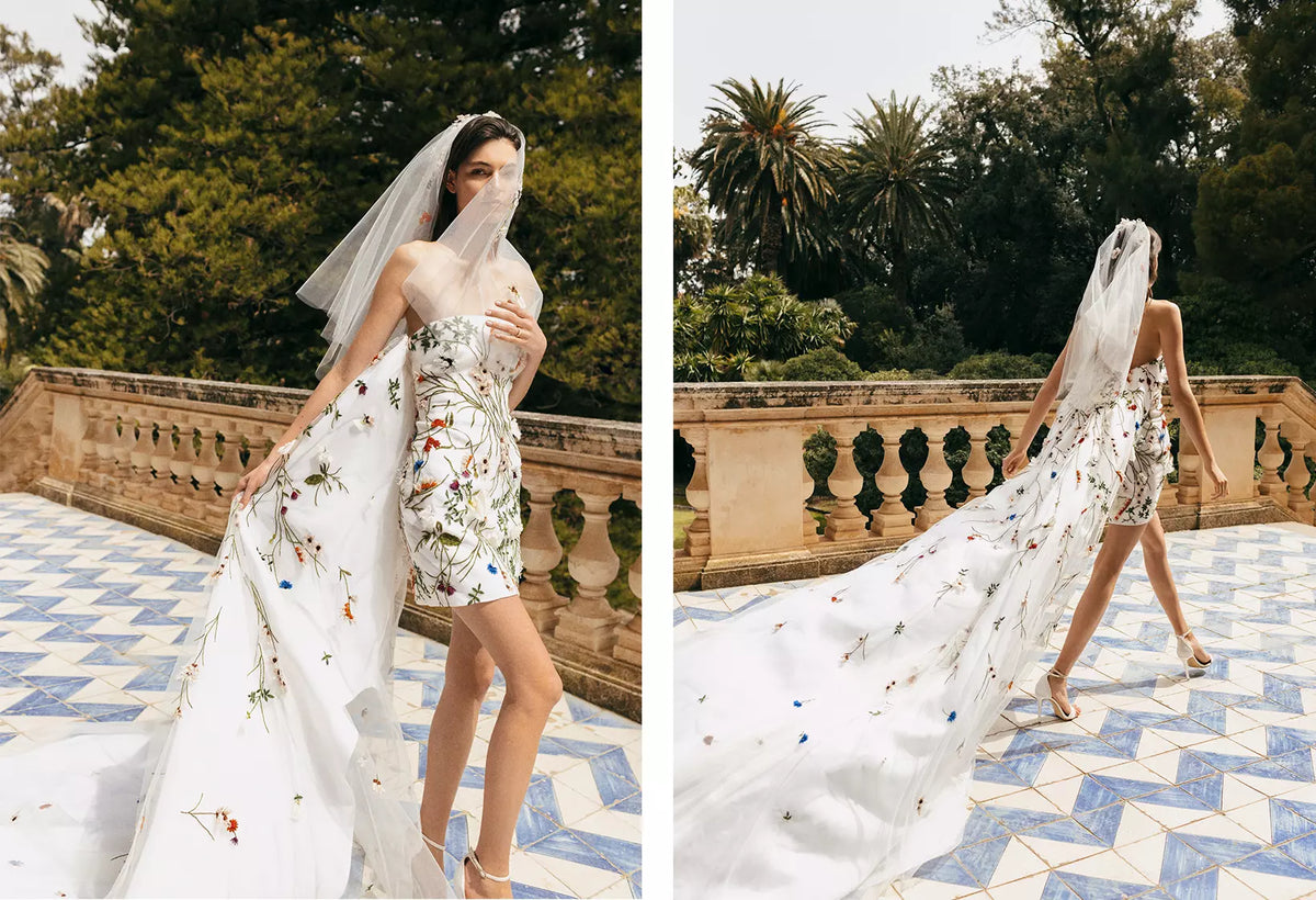 LSYX-minivestido de novia con bordado de flores, tubo sin tirantes, tren de corte desmontable por encima de la rodilla, vestido de novia corto hecho a medida 