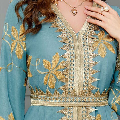 Fashion Abaya Marocain Femme For Uae Dubai فستان سهرة من الجلابيات الكويتيات 2 قطعة بأكمام كاملة