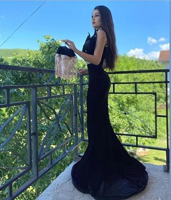 Elegant Moroccan Kaftan Evening Gowns Black Algerian Outfit Party Dress Appliques Lace Velvet Dubai Gown Detachable Train