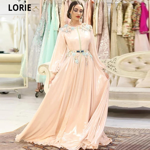 Moroccan Kaftan Wedding Evening Dresses with Lace Beading Duiba Special Occasion Gowns Long Sleeve Valentine's Day Dress