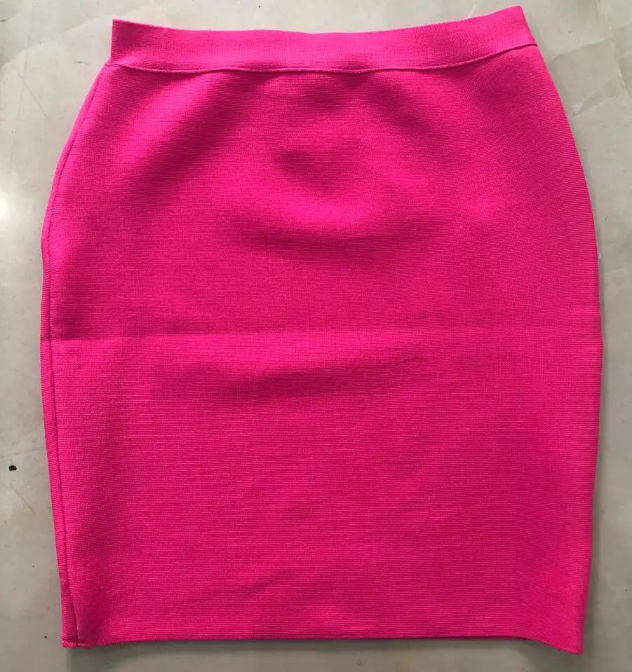 Candy Color Sexy Women Bodycon Mini Bandage Skirt 2021 Designer Fashion Black Pencil Skirt Faldas 43cm