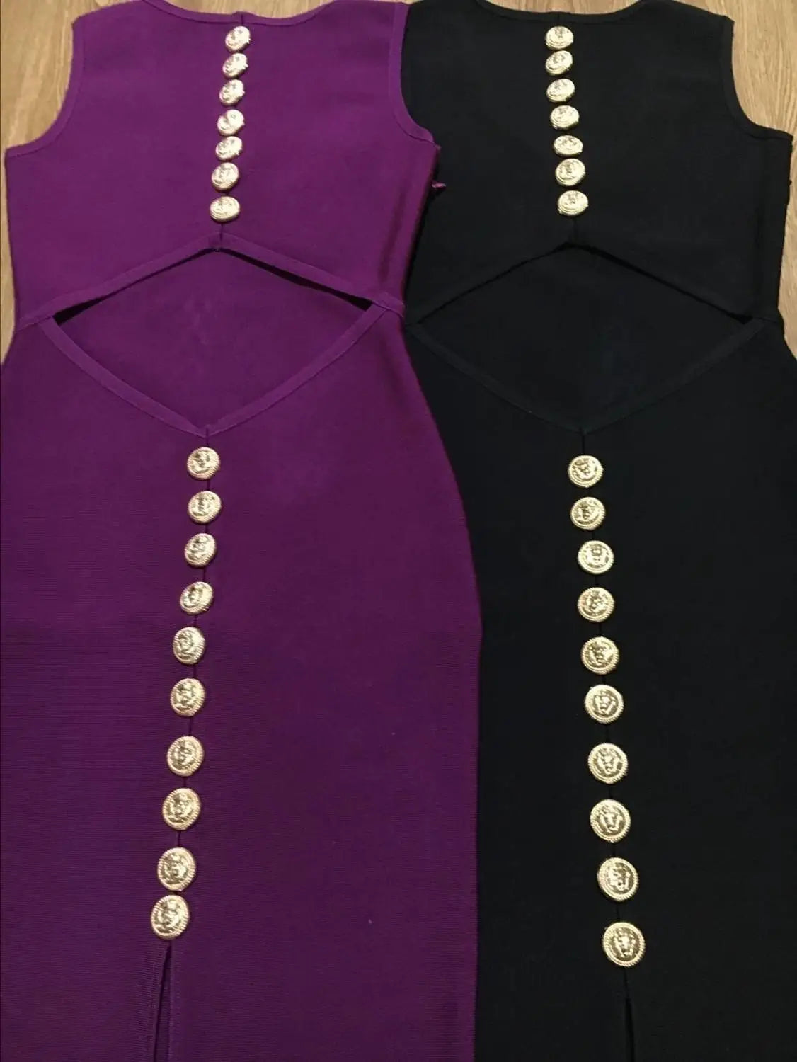 Wholesale Sexy V Neck Cut Out Black Purple Knee Length Women Summer Bandage Dress 2021 Fashion Evening Party Dress Vestido