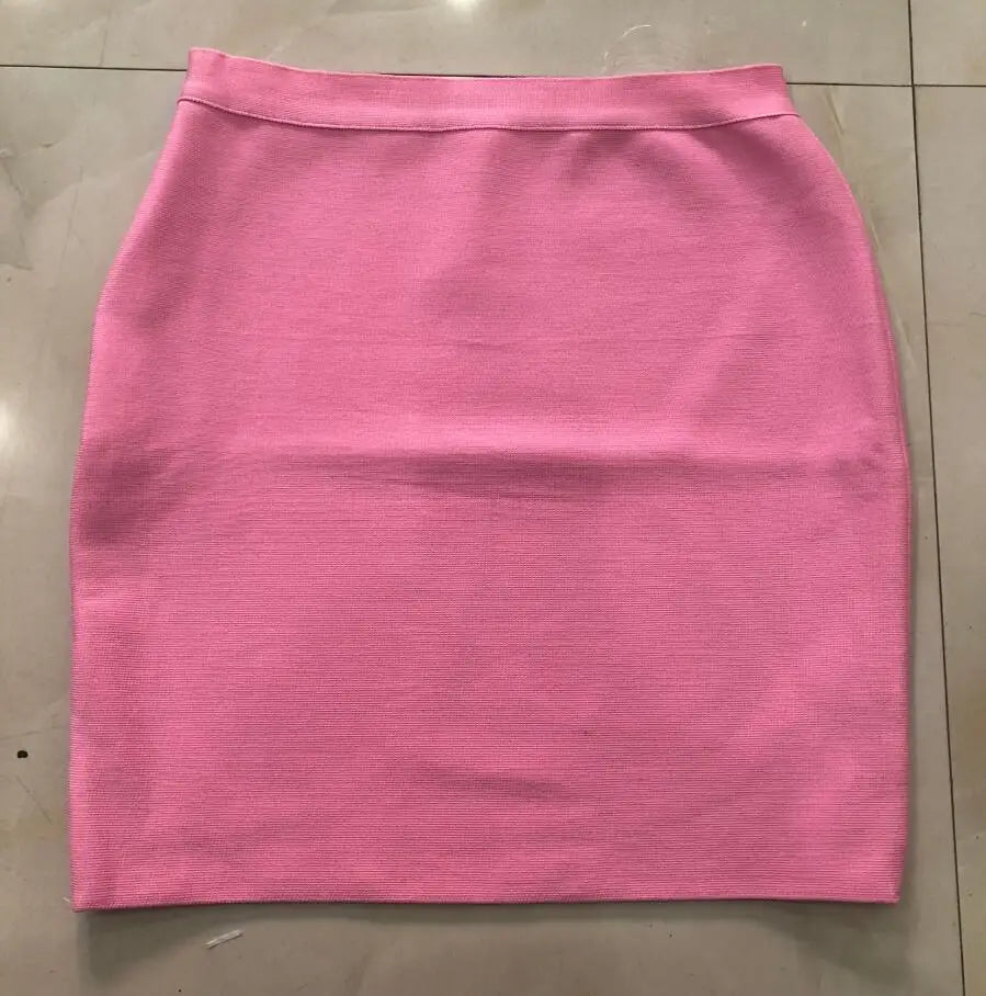 Candy Color Sexy Women Bodycon Mini Bandage Skirt 2021 Designer Fashion Black Pencil Skirt Faldas 43cm