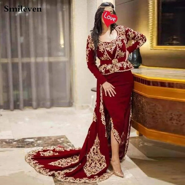 Karakou Algerian Caftan Formal Evening Dresses 4 Pieces Detachable Belt Prom Dress Arabic Evening Party Gowns