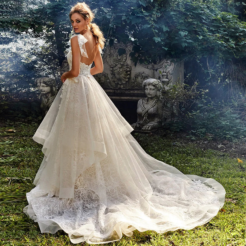 Abiti da sposa in tulle in stile moderno per donne creativi abiti da sposa da sposa a-line nuovi cravatta in pizzo