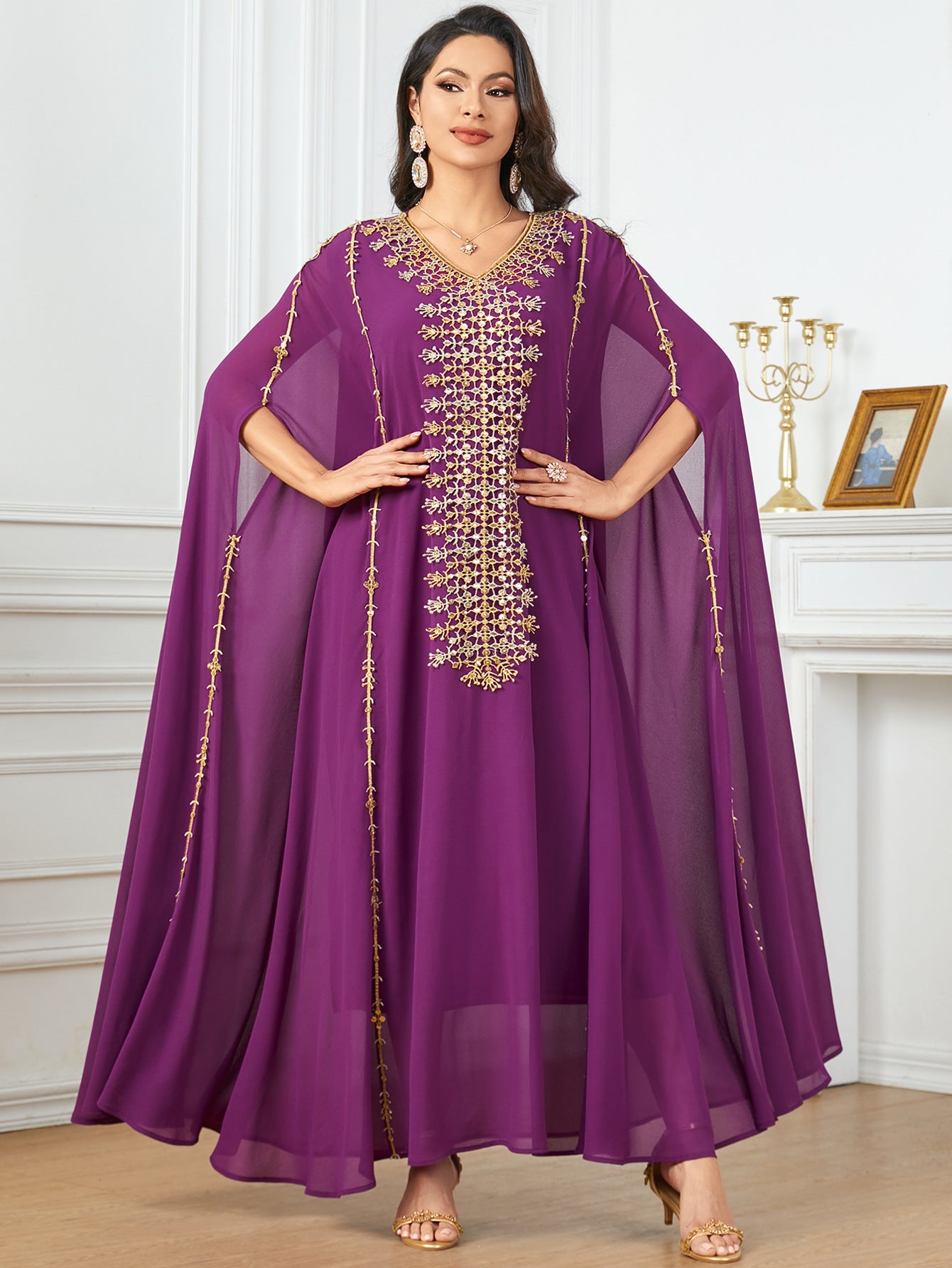 Mode élégante solide Appliques fête longues robes caftan marocain Islam vêtements turc africain Abayas Super manches