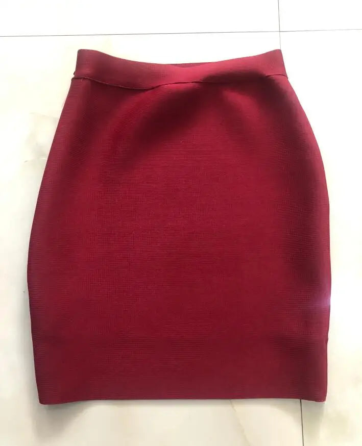 Candy Color Sexy Women Bodycon Mini Bandage Skirt 2021 Designer Fashion Black Pencil Skirt Faldas 43cm