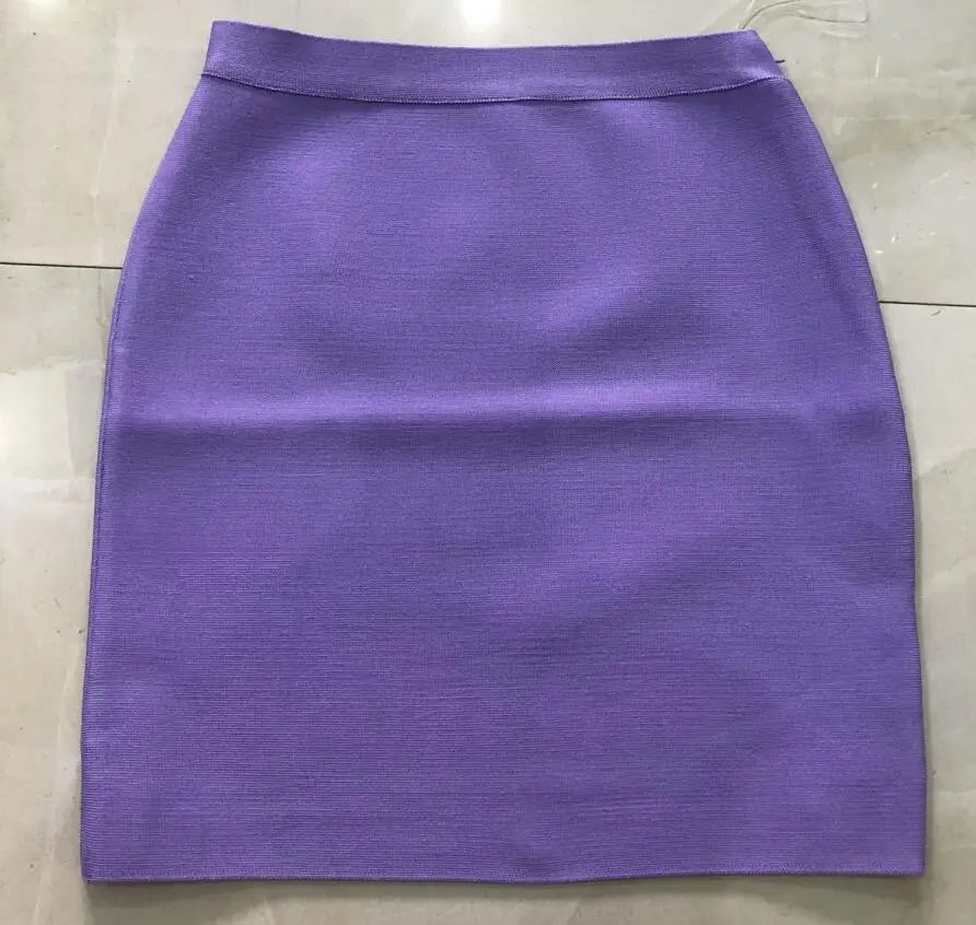 Candy Color Sexy Women Bodycon Mini Bandage Skirt 2021 Designer Fashion Black Pencil Skirt Faldas 43cm
