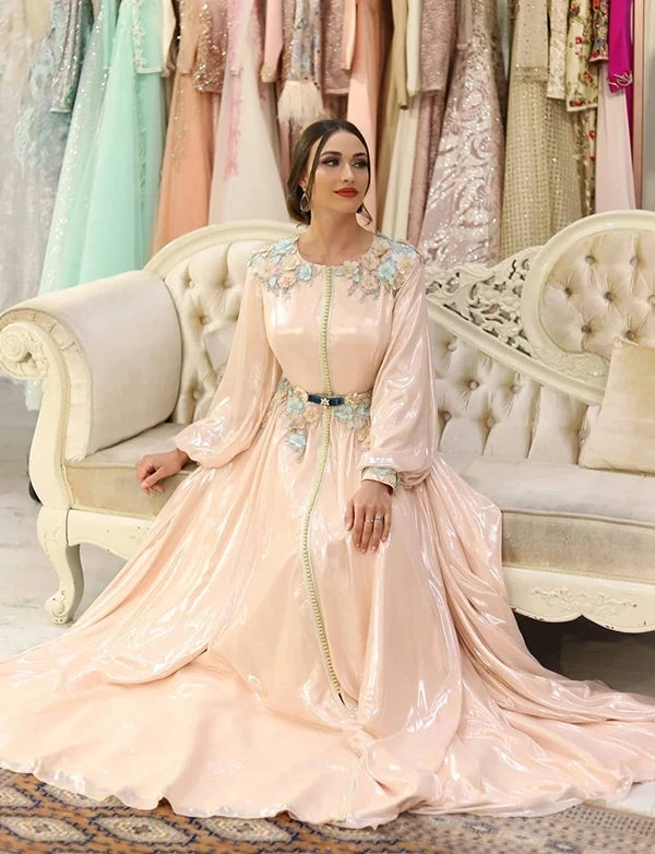 Moroccan Kaftan Wedding Evening Dresses with Lace Beading Duiba Special Occasion Gowns Long Sleeve Valentine's Day Dress