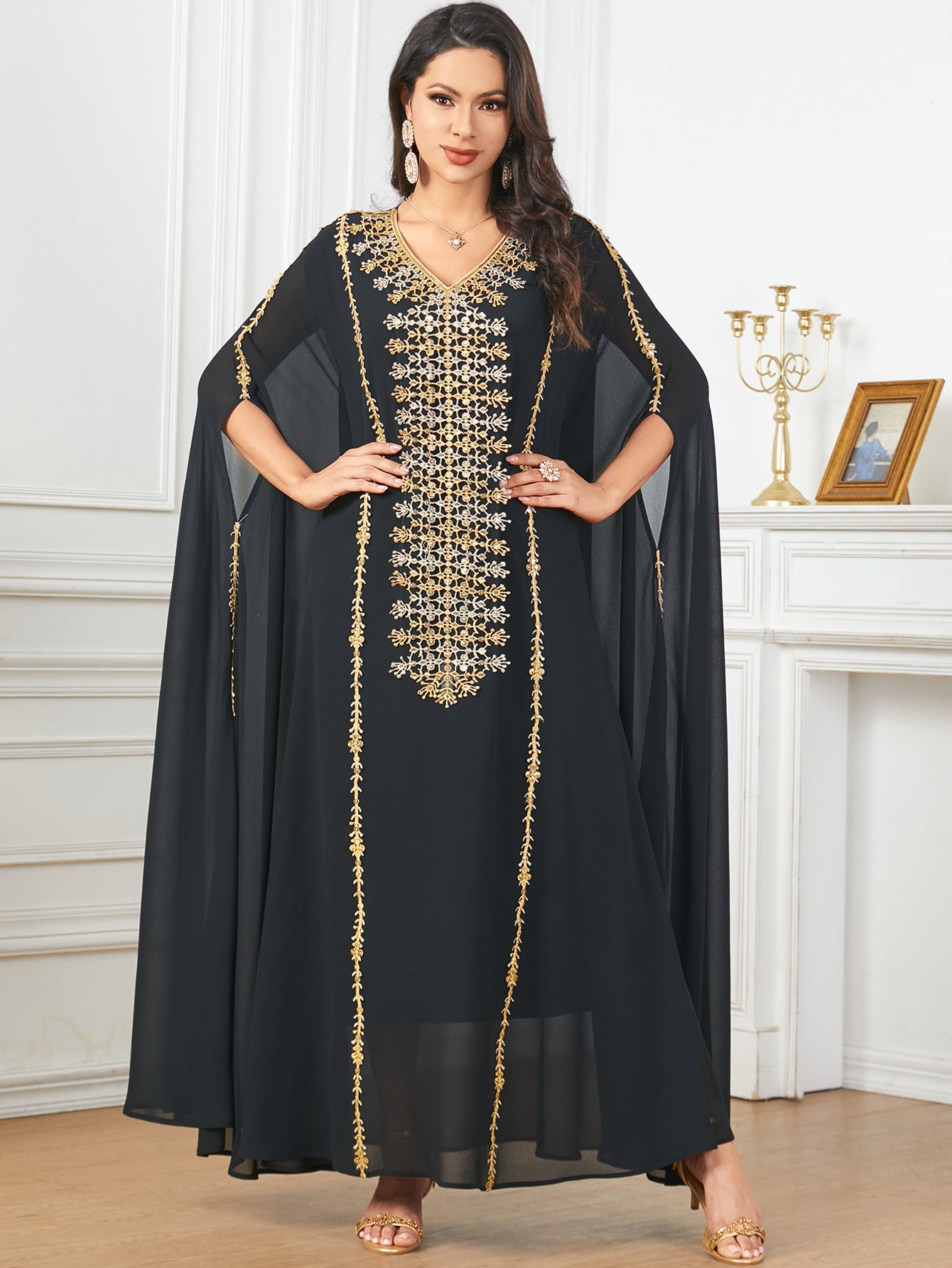 Moda eleganckie solidne aplikacje impreza długie sukienki marokański kaftan islam odzież Turkish African Abayas Super Sleeve