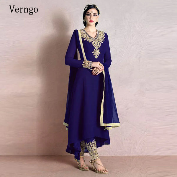 Royal Blue Moroccan Caftan Formal Evening Dresses Gold Embroidery Party Wear Suit Dubai Arabic Outfit Clothing Custom