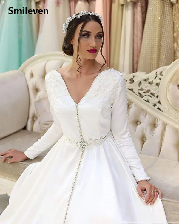 Moroccan caftan Evening Dresses V Neck Appliques Mother Dress Arabic Muslim Special Occasion Dresses Party Gowns