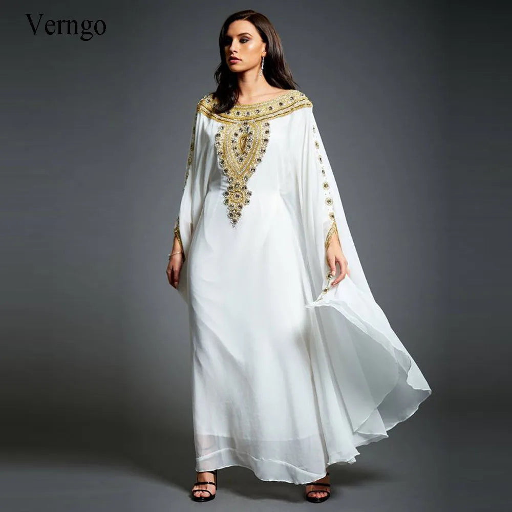 Dubai Moroccan Kaftan White Evening Dress Gold Lace Applique Beaded Blue Black Evening Gown Plus Size Formal Maxi Dress