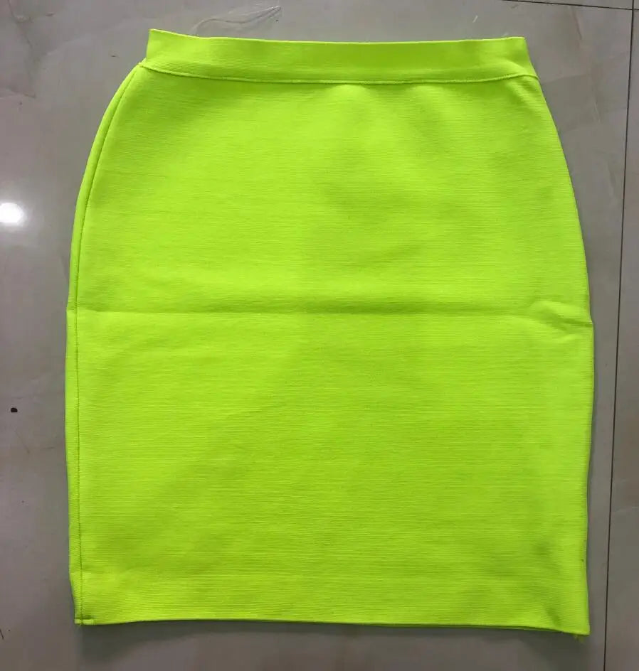 Candy Color Sexy Women Bodycon Mini Bandage Skirt 2021 Designer Fashion Black Pencil Skirt Faldas 43cm