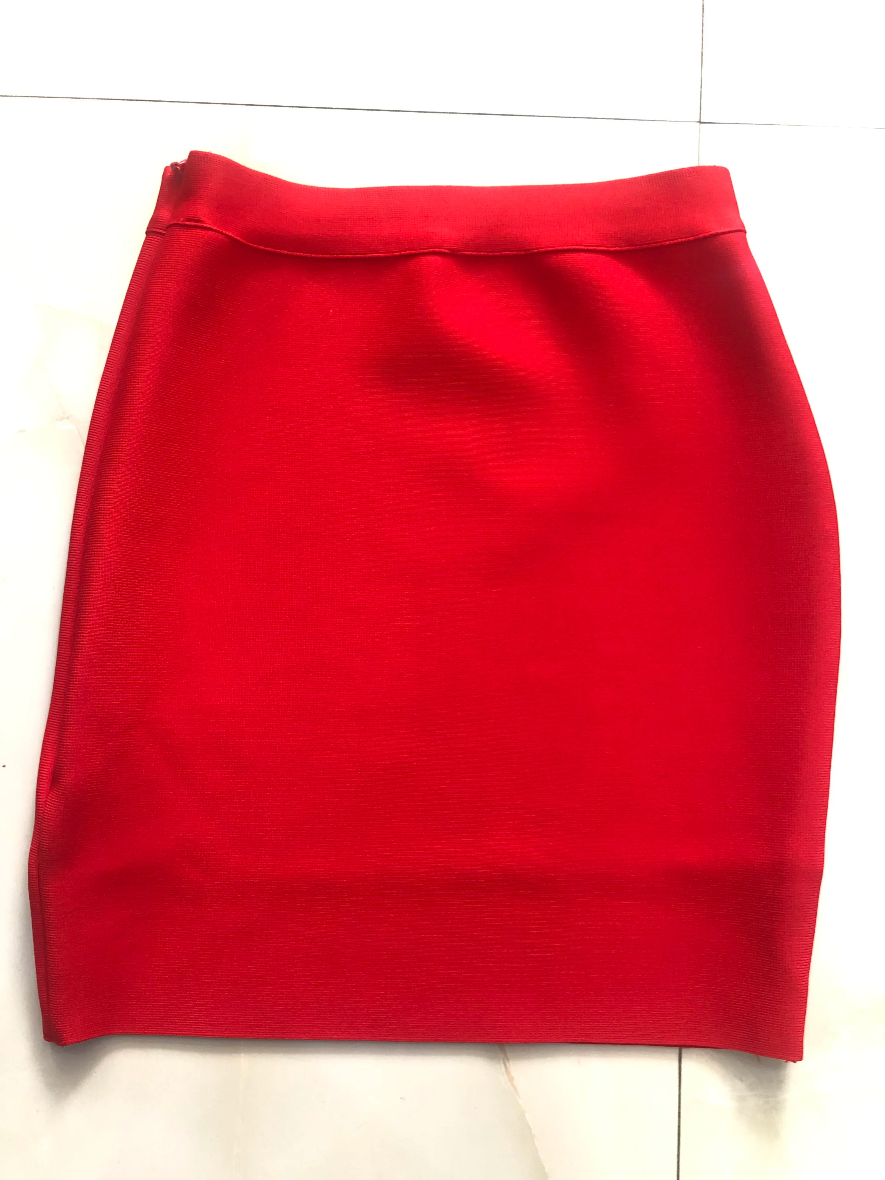 Candy Color Sexy Women Bodycon Mini Bandage Skirt 2021 Designer Fashion Black Pencil Skirt Faldas 43cm