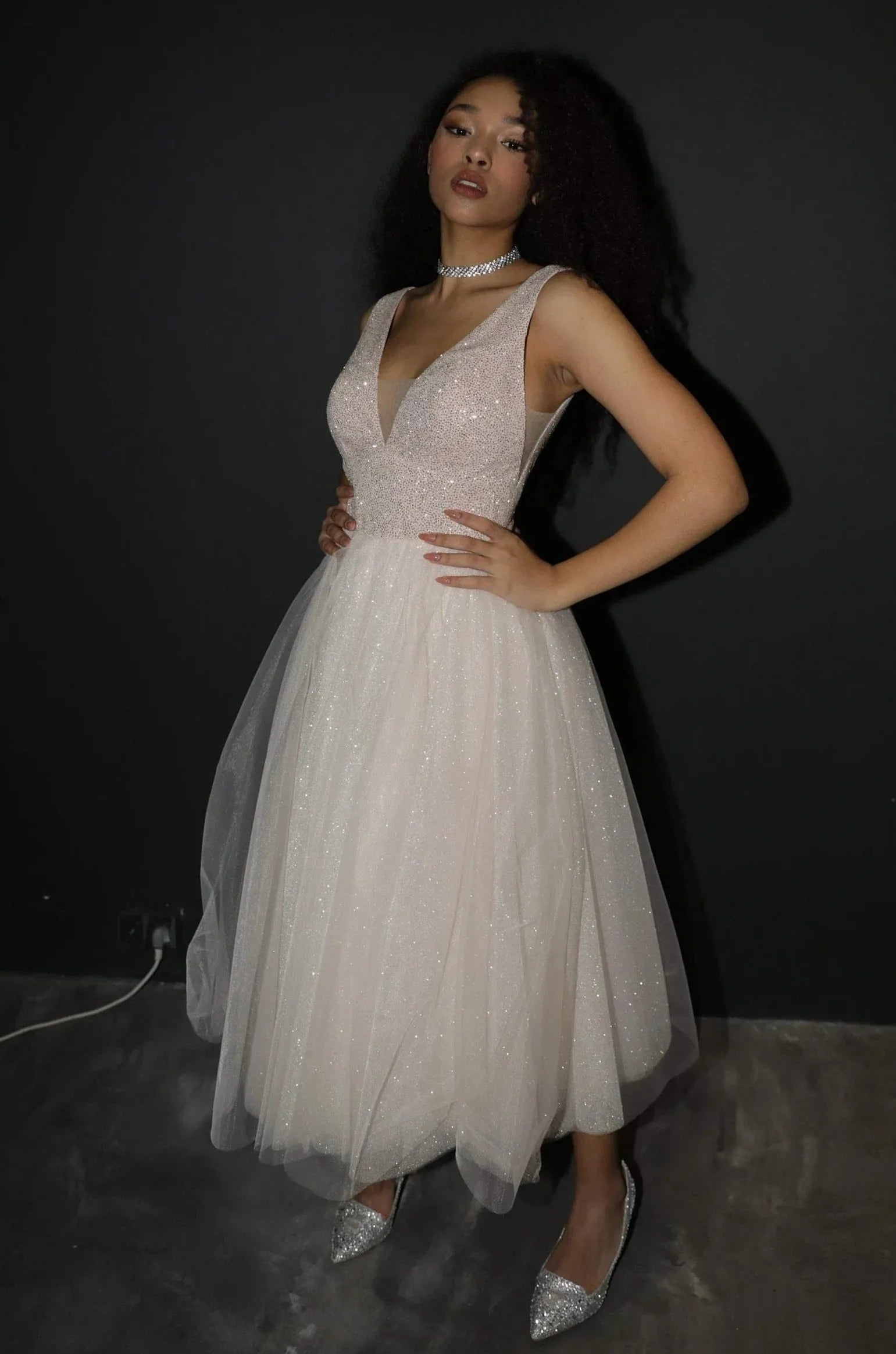 Glitter Midi Wedding Dress Satin Mermaid Princess Bridal Gown Bow Vestido De Novia Simple Court Train Dress