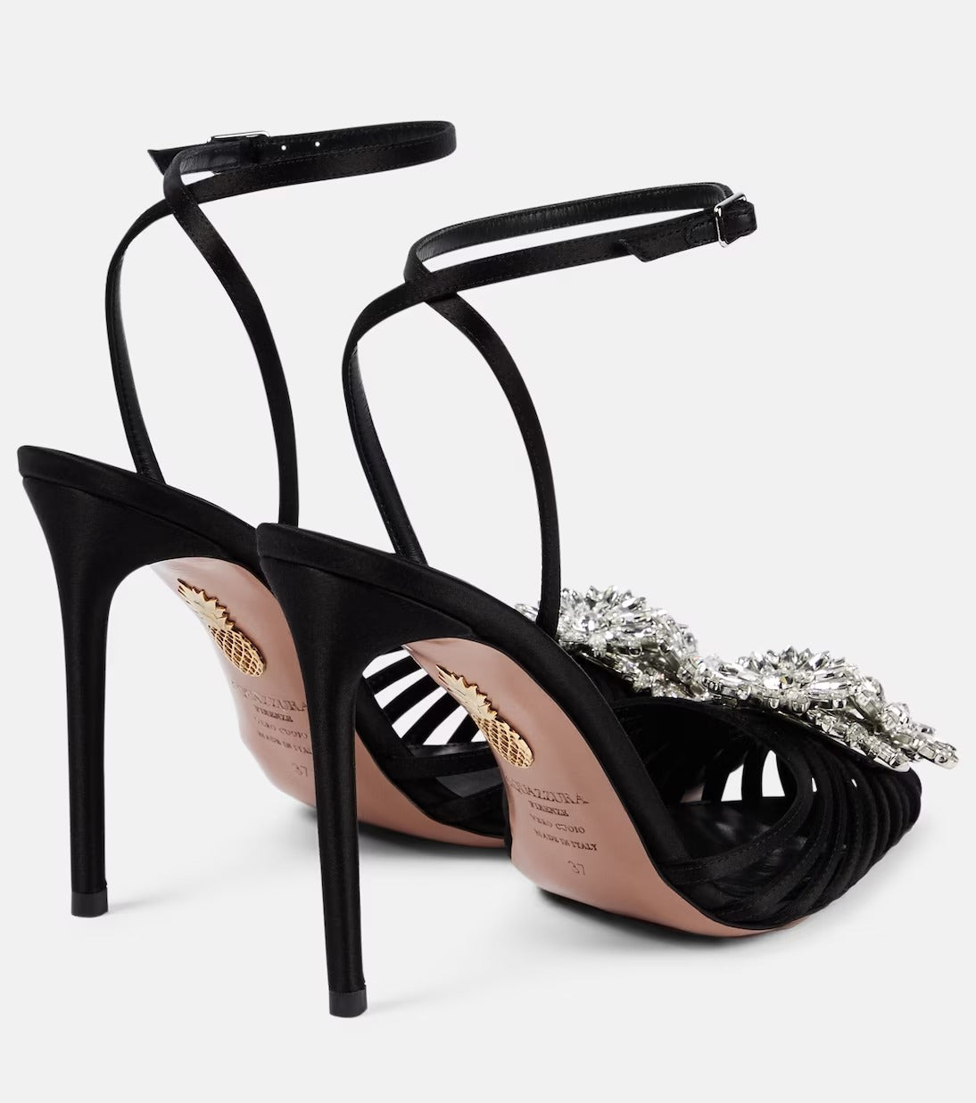 Retro -Strass -Blume -Stiletto -High Heels speicherte Fuß