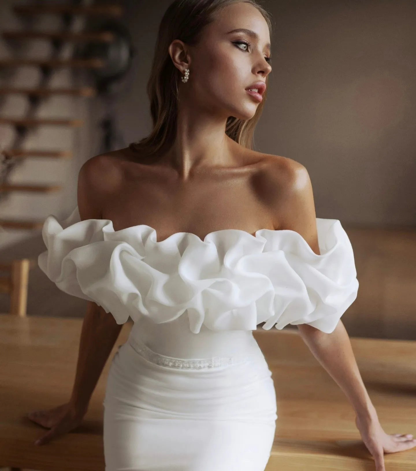 Modern Wedding Dresses For Women Simple Bridal Gowns Off The Shoulder Sexy Robes Floor Length Satin Vestidos De Novia