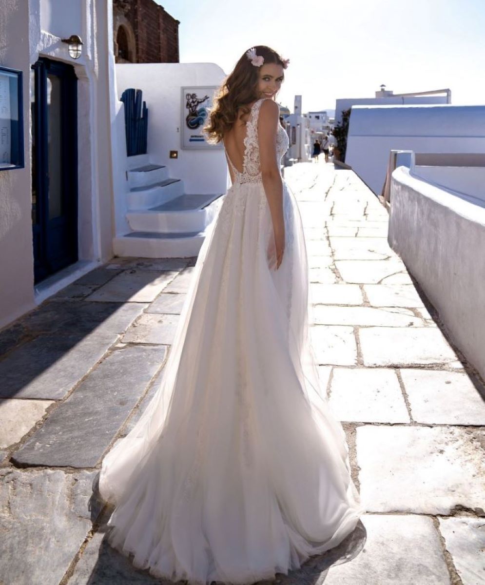 In vendita affascinanti abiti da sposa da sposa in pizzo senza spalla senza maniche per guai da sposa con scollo da spalla per sposa