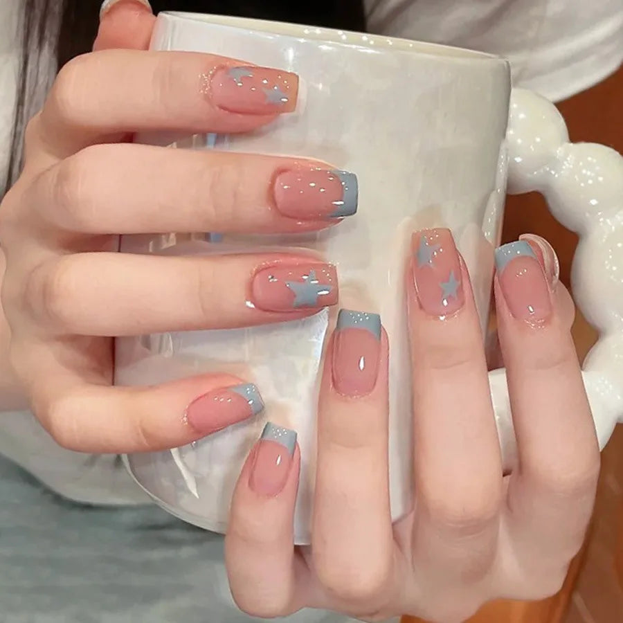 24Pcs Minimalist Short Square False Nail Solid White Color Press on Nails Wearable Reusable Fake Nails Tips for Women Girls 2025